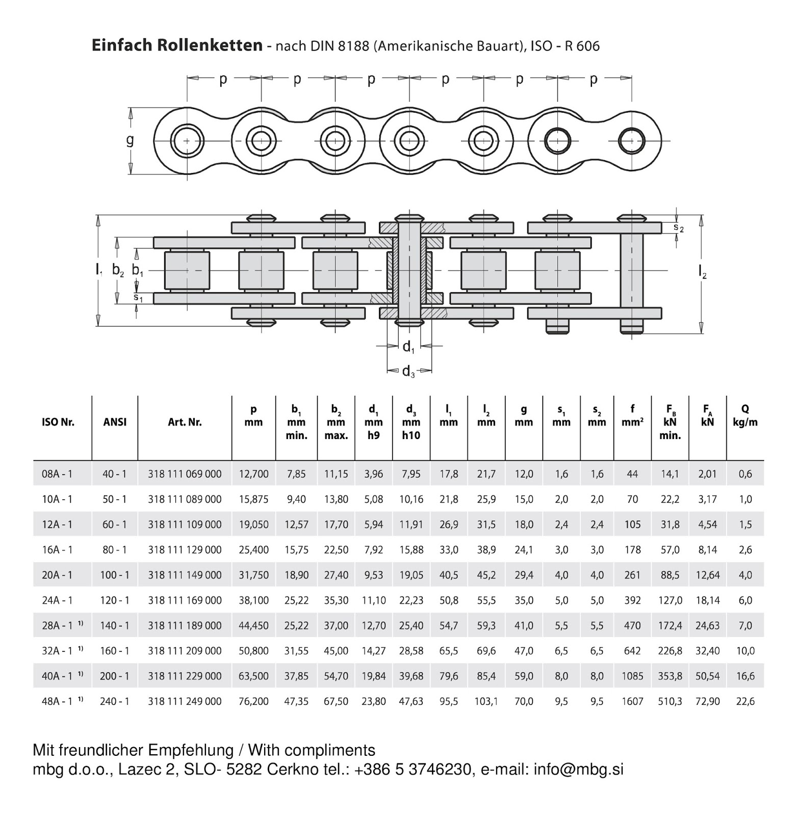 braant Rollenkette DIN 8188