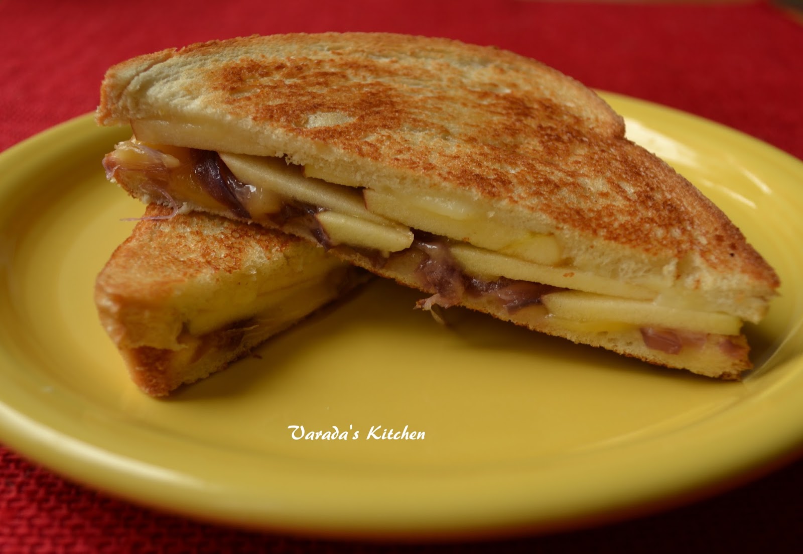 Caramelized Onions, Apple, Grilled Gouda and Brie Sandwich