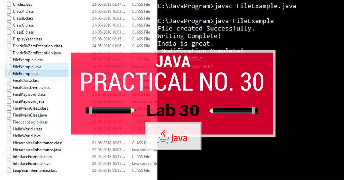 Java30 Write a program in Java to create, write, modify, read