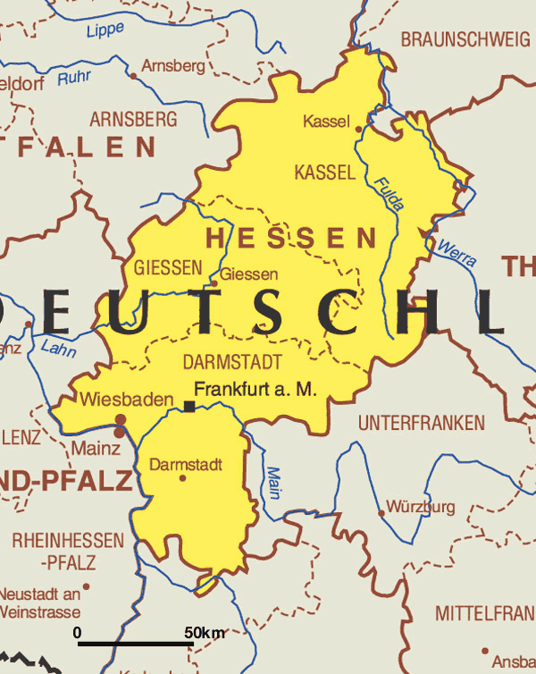 Mapa de Hesse Imagen | Mapa de Alemania Ciudades