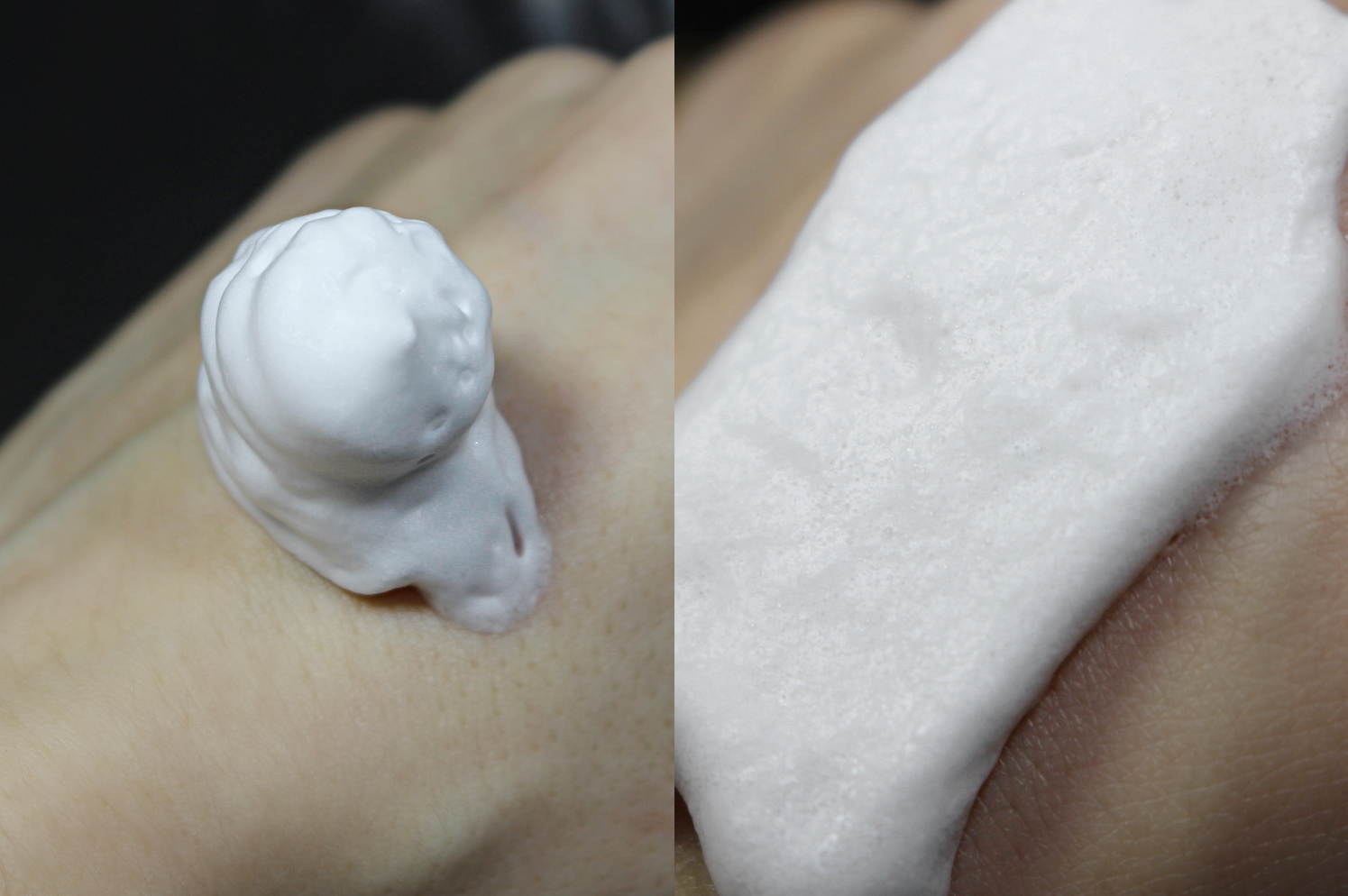 a close-up of a foam-moisturizer on a hand