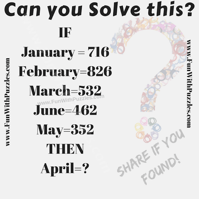 IF January=716, February=826, March=532, June=462 Then April=?