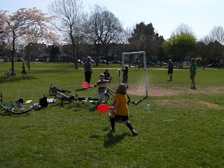 cricket swingball football in the park