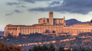 The Basilica of St Francis is built into the side of a hill