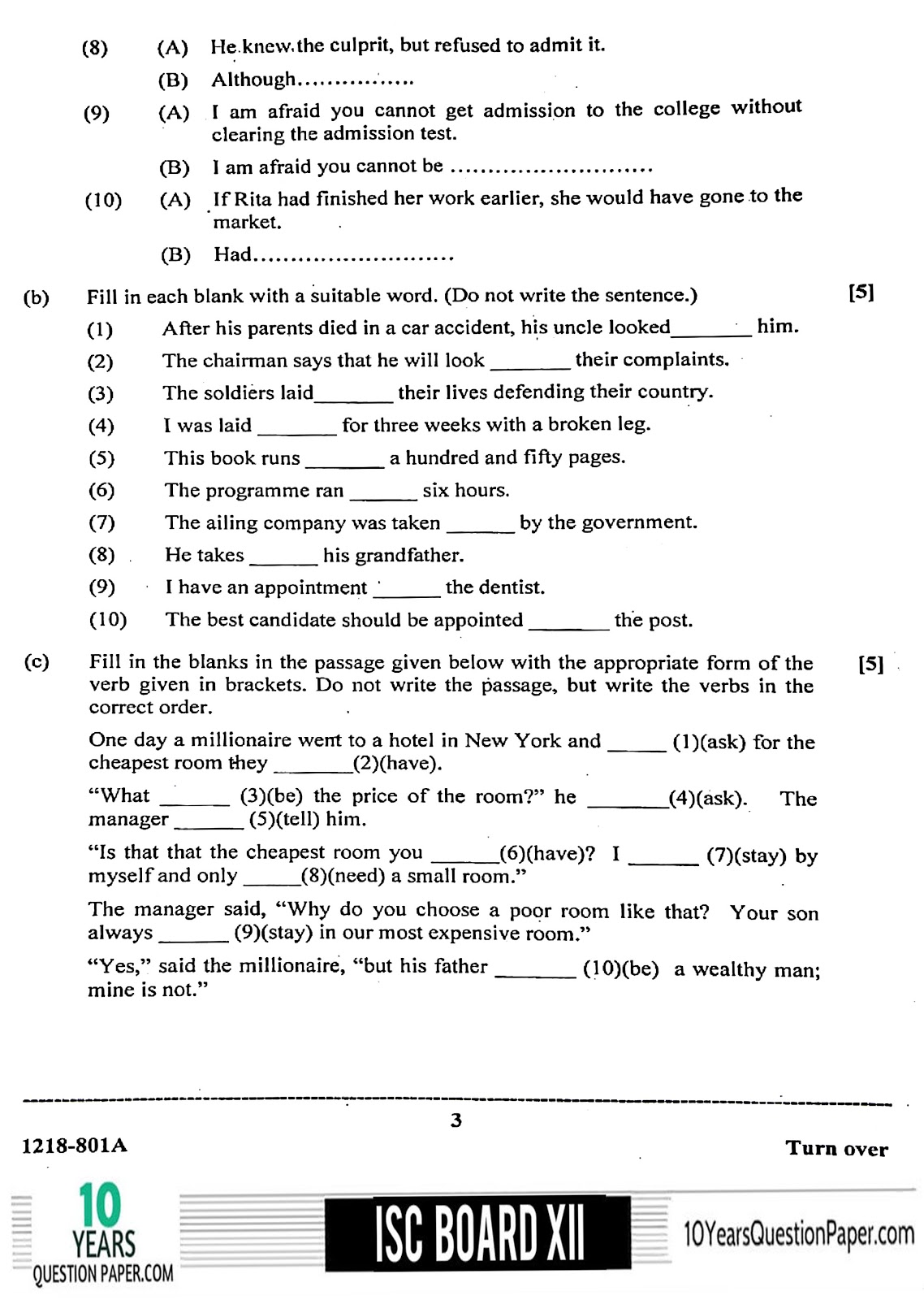 ISC 2018 English language paper 1 board question paper for Class XII ISC Board 2018 class 12th English paper 1 question paper Download page-03