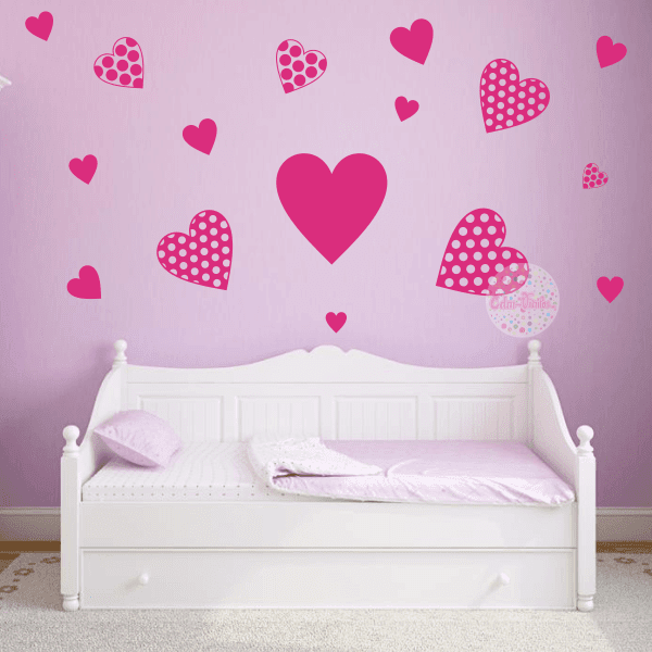 VINILO DECORATIVO CORAZONES CON LUNARES - COD.PH | CDM Vinilos