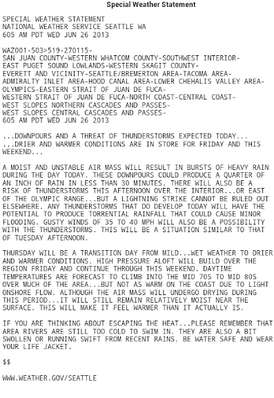 NOAA Olympic weather statement