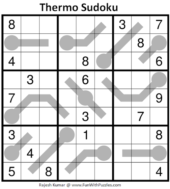Thermometer Sudoku Puzzle (Fun With Sudoku #314)