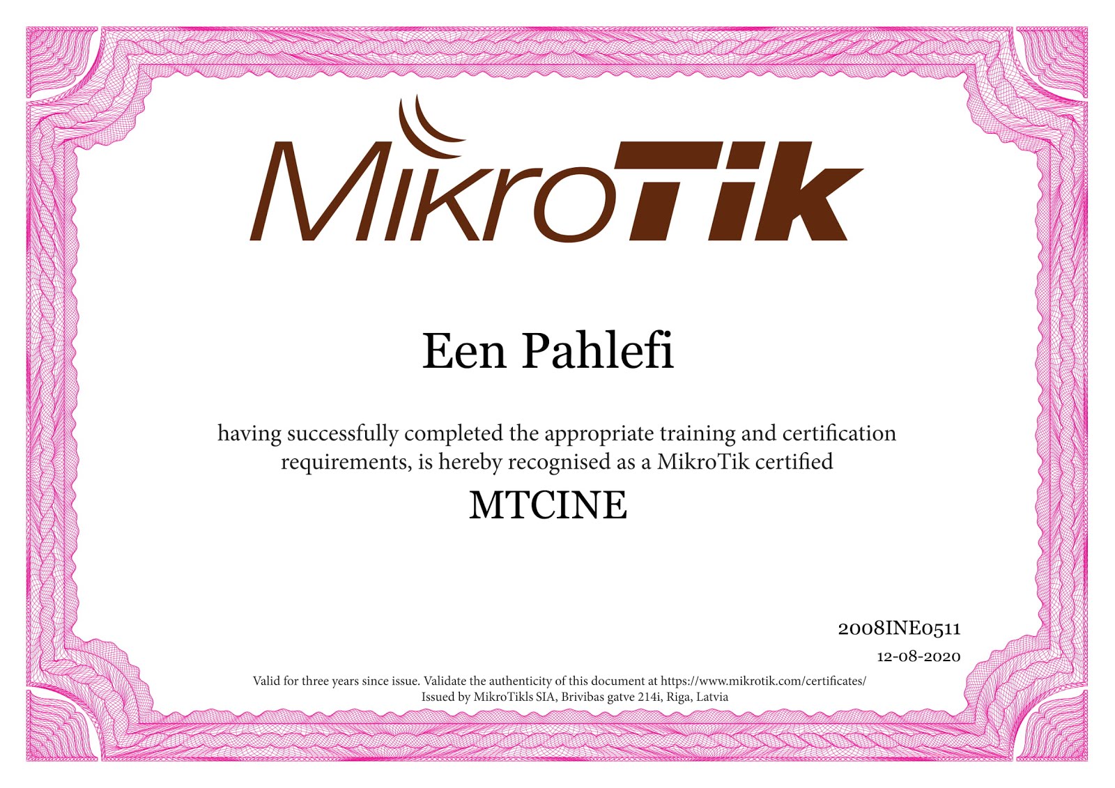 Certified MTCINE