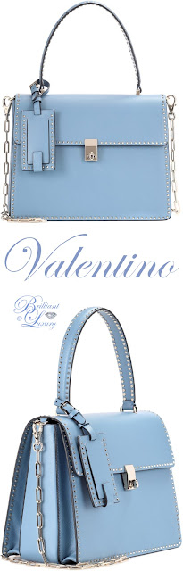 ♦Valentino Garavani blue Rockstud leather tote bag #pantone #bags #blue #brilliantluxury