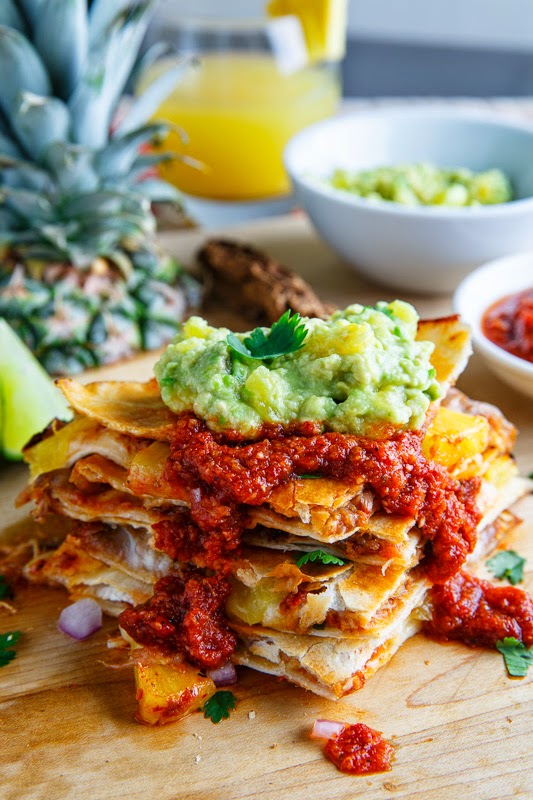 Quesadillas al Pastor with Pineapple Salsa and Pineapple Guacamole Quesadillas al Pastor with Pineapple Salsa and Pineapple Guacamole