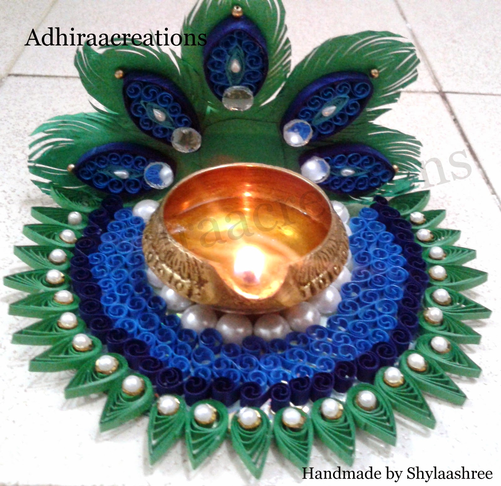 Adhiraacreations Quilled Diya base / Quilled tealight holder