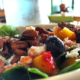 The peach and blueberry salad at MJ's Café