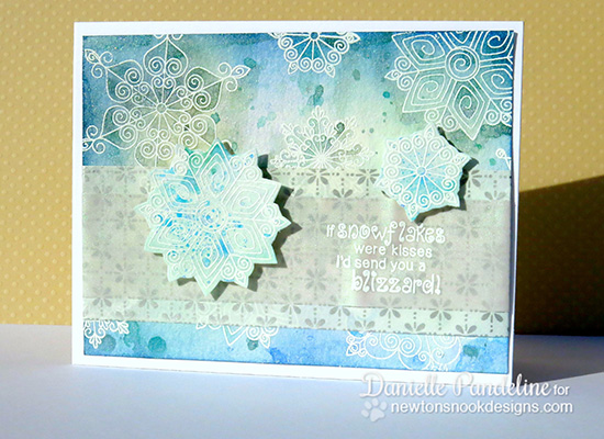 Snowflake Card with Distress Inks by Danielle Pandeline for Newton's Nook Designs | Beautiful Blizzard Stamp Set