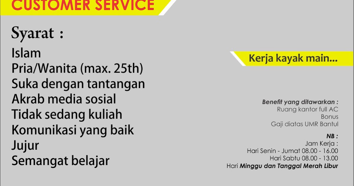 Lowongan Customer Service Di Treniaga Com Bantul Portal Info Lowongan Kerja Jogja Yogyakarta 2021