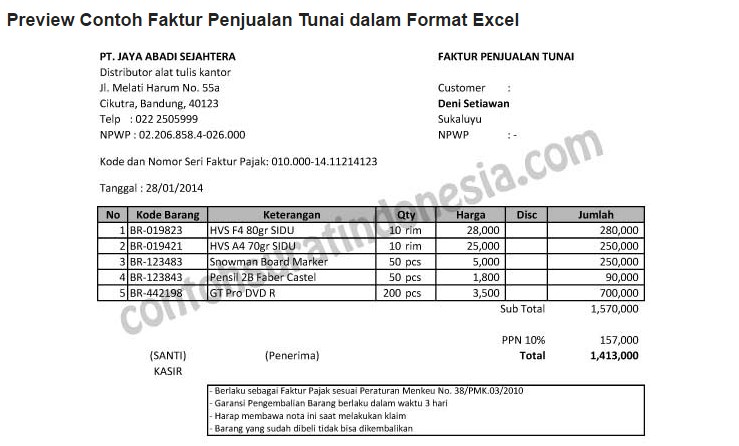 7 Contoh Faktur Penjualan Dan Cara Membuatnya Kumpulan