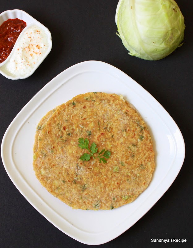 Sandhiya's Cookbook Cabbage Paratha