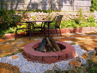 Firepit and flagstone patio desinged by Susan Golis