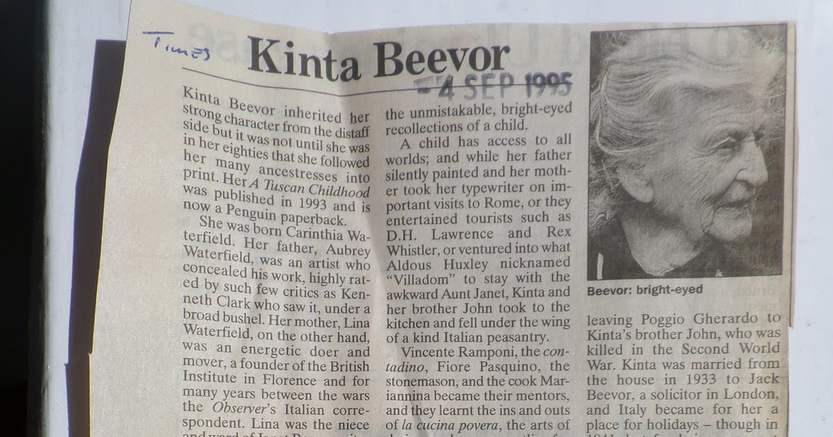 Peerage News Obituary Kinta Beevor