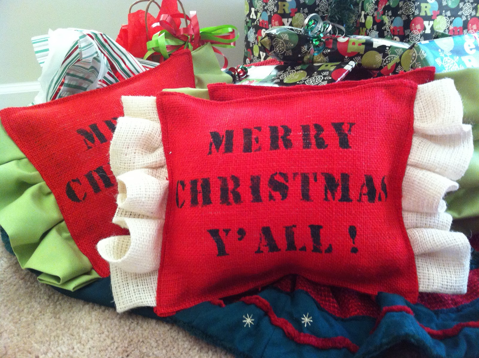 Southern Color: Burlap Christmas Pillow