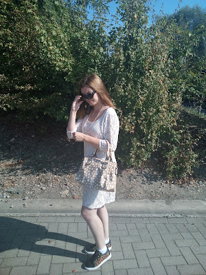OOTD Outfit Ideas Classy Lace Dress Cream Shades Guess Shoes OOTD Outfit Ideas Classy Lace Dress Cream Shades Guess Shoes