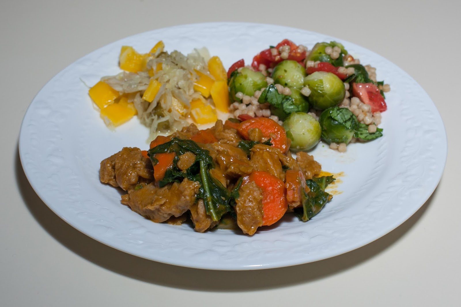 Dinner with Dilip Halloween Seitan and Kale, Whole Wheat Couscous with