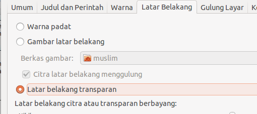 Kliklah pilihan ketiga untuk mengaktifkan latar belakang transparan. Pilihan Background Transparan