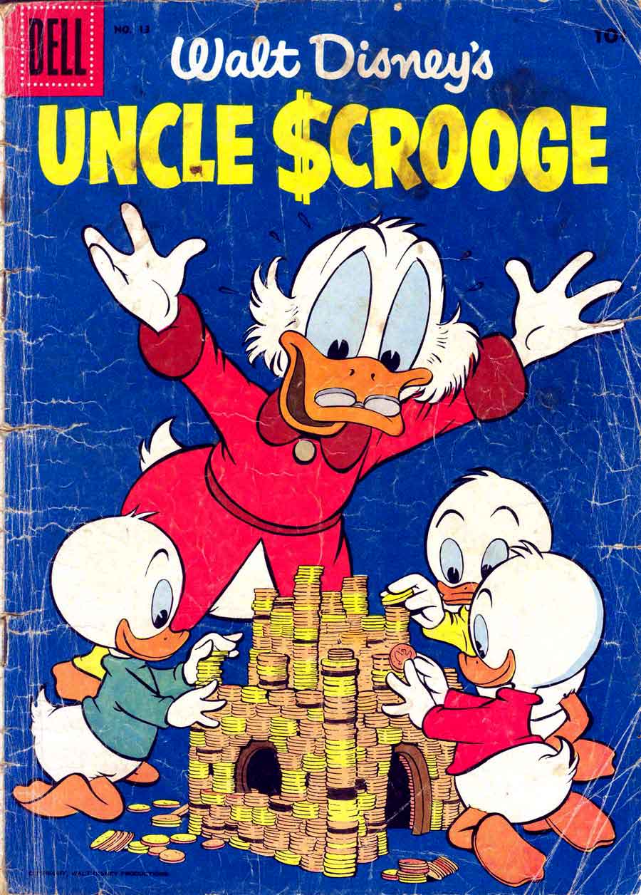 Uncle Scrooge #13 golden age 1950s dell comic book cover art by Carl Barks