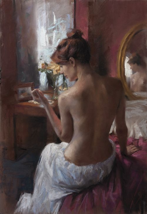 Vicente Romero pinturas mulheres impressionistas seminuas peladas Sensual de costas