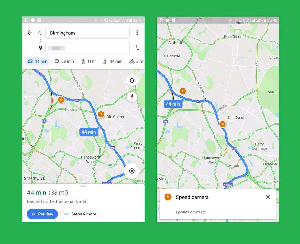 Speed trap info and vocal warnings are rolling out on Google Maps for some android users