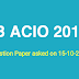 IB ACIO 2017 Question Paper asked on 15-10-2017 in PDF
