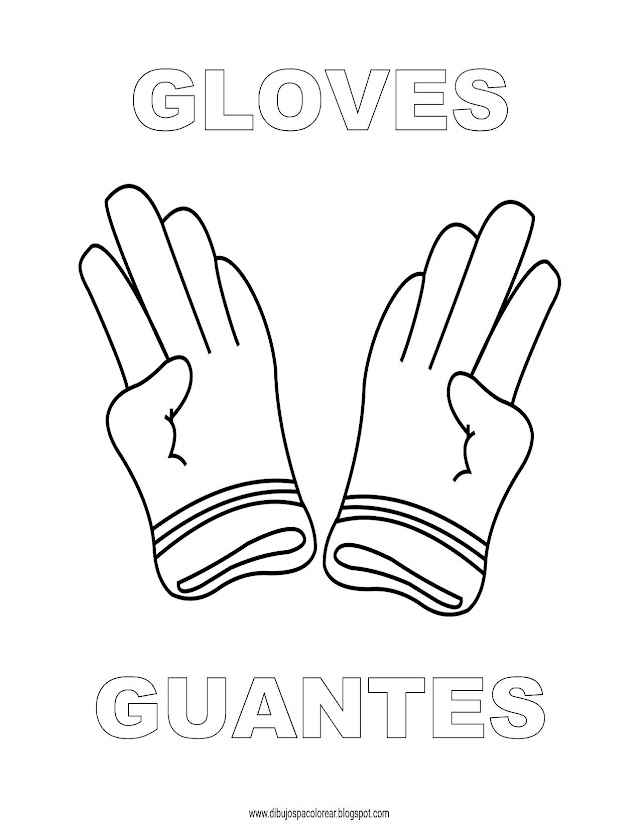 Dibujos Inglés - Español con G: Guantes - Gloves