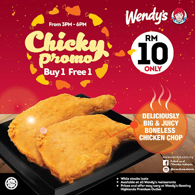 Wendy's Malaysia Chicken Chop Buy 1 Free 1 Promo