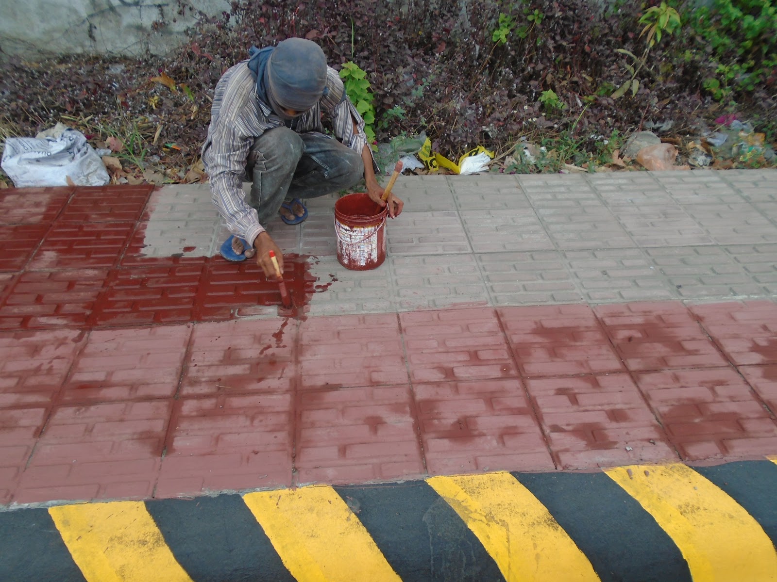 walk on red paint