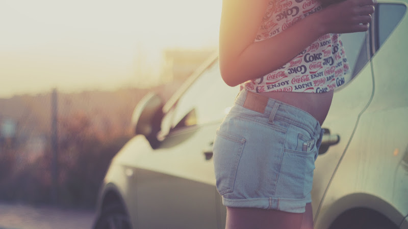 A Girl with a Car in a Travel