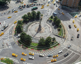 The Columbus Circle intersection, seen from the air, is an important part of the geography of New York City