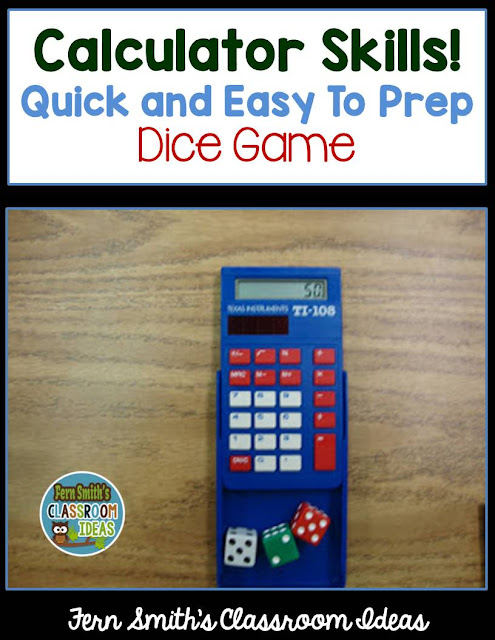 Fern Smith's Classroom Ideas Quick and Easy to Prep Dice Game for Multiplication or Addition!