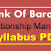 BOB Relationship Manager Syllabus PDF Download Bank of Baroda Manger Syllabus