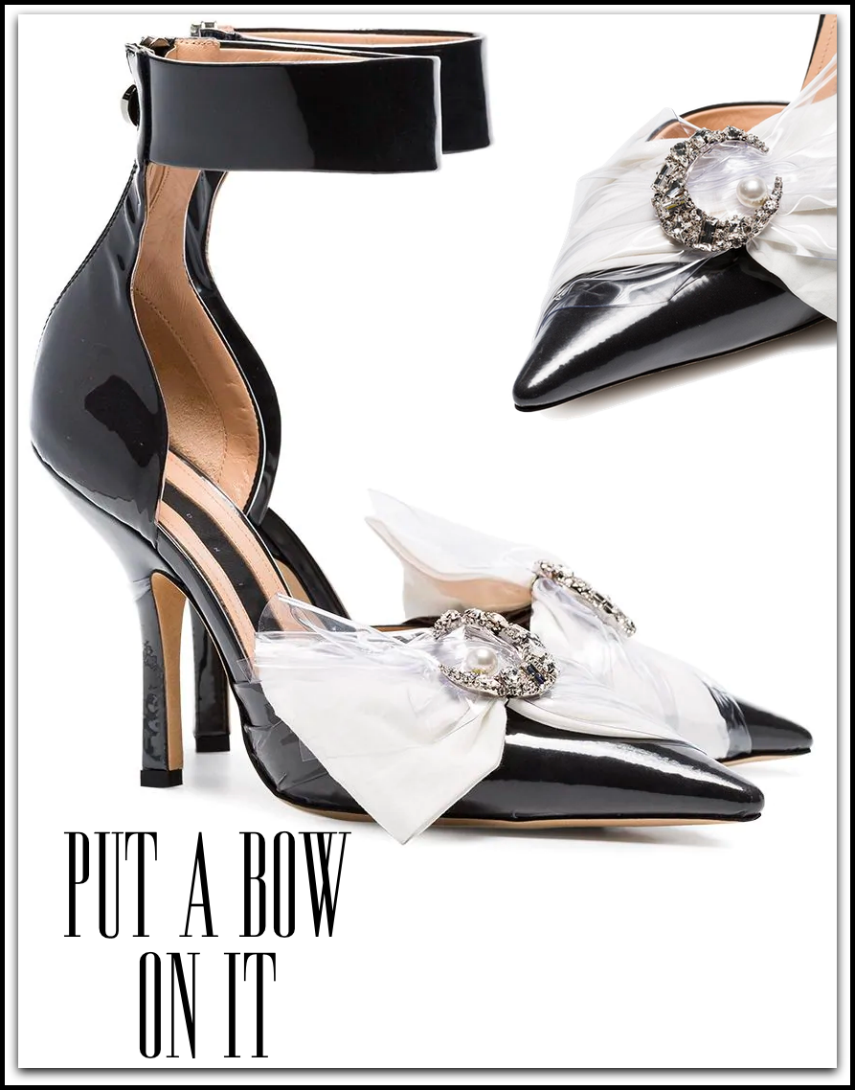 MIDNIGHT 00 105 brooch bow ankle strap pumps