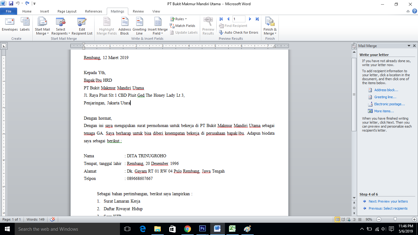 Mailing Surat di Ms. Word Mas Dita Blog