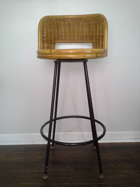 mid century wicker rattan bamboo metal bar stool