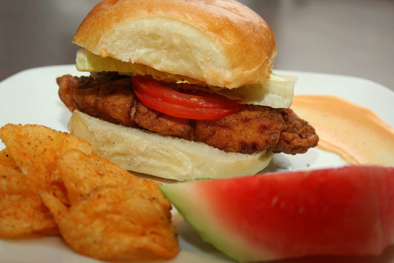 Searing Flame Pan Fried Grouper Sandwich with Sriracha Mayo
