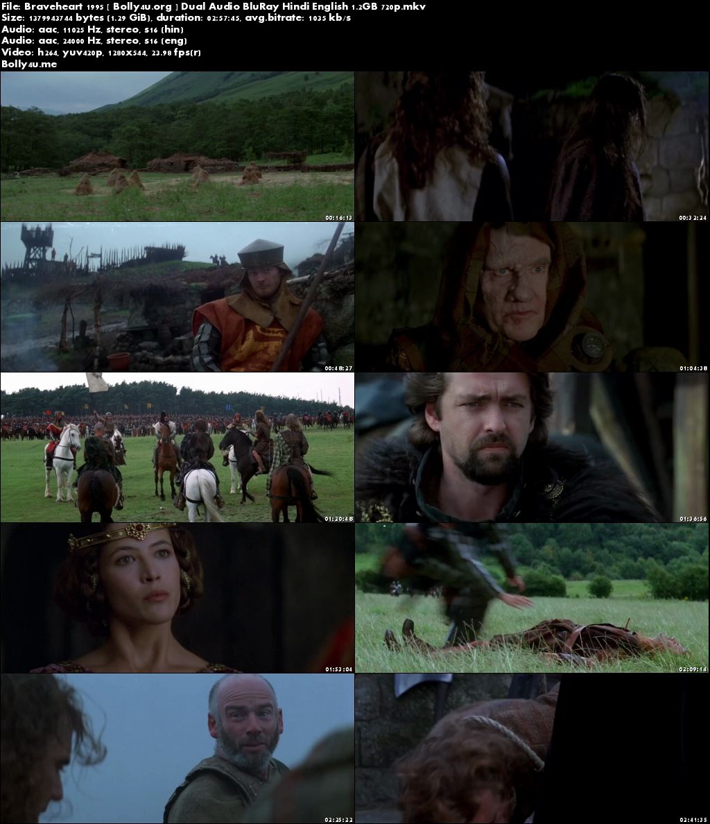 Braveheart 1995 BluRay Hindi Dubbed Dual Audio 720p Download