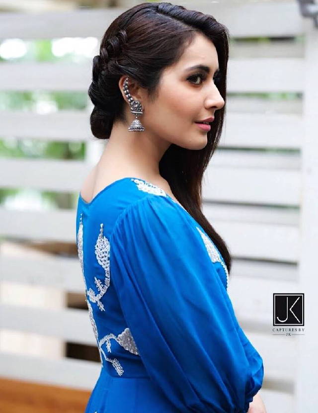 Telugu Actress Rashi Khanna Hot Looking Photo Shoot In Blue Dress 2018