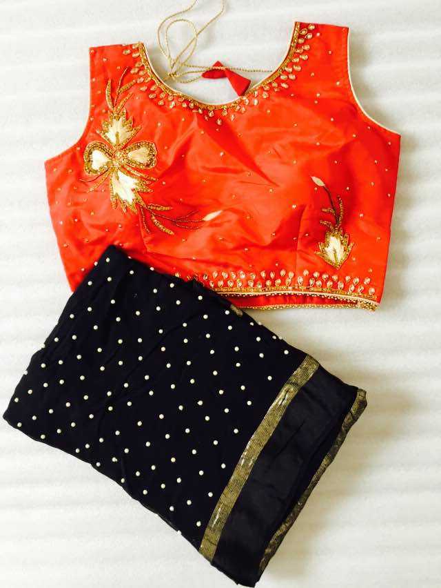 Pure Georgette satin Patti saree with Designer blouse | Buy Online ...
