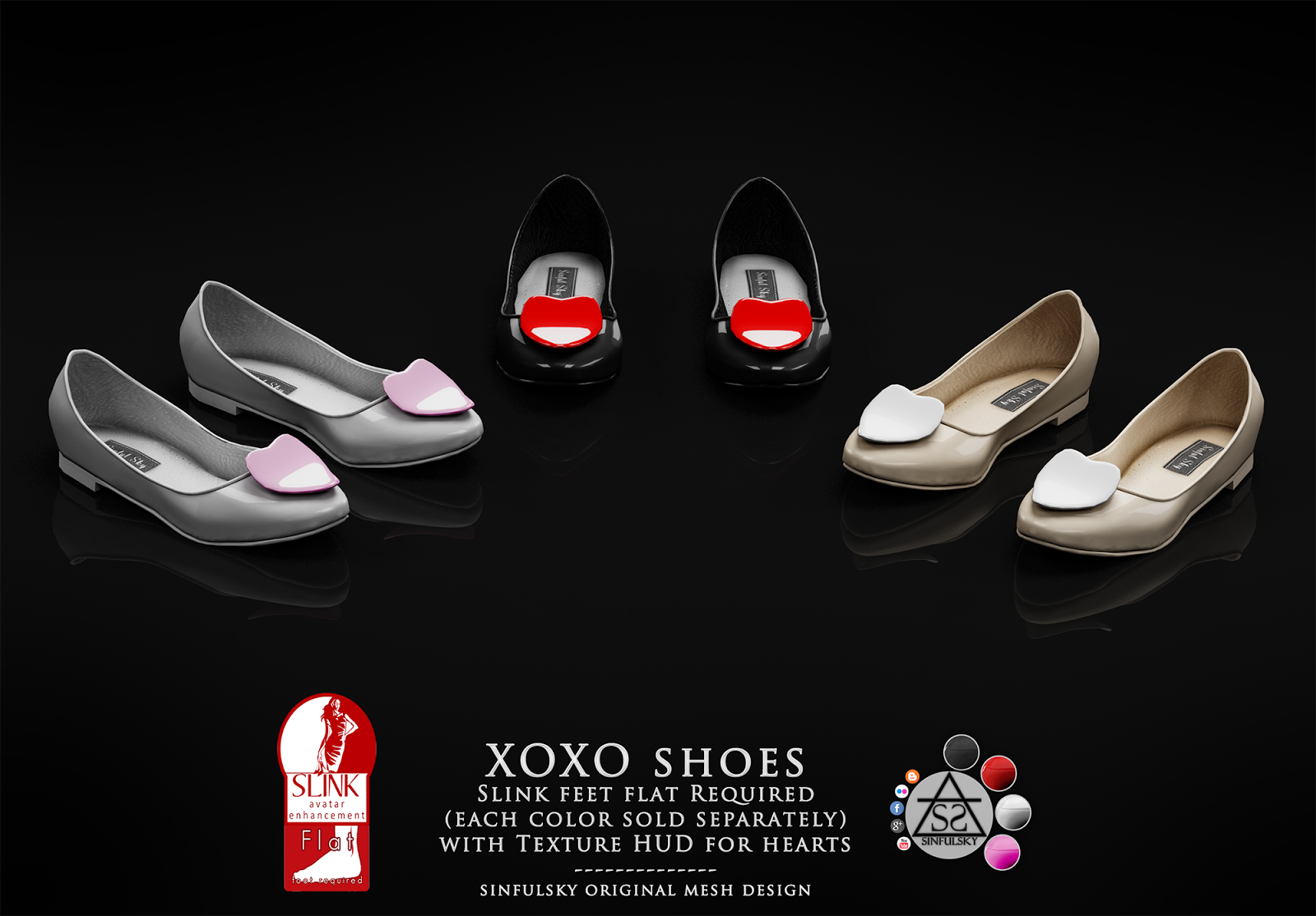 THE BLACK DOT PROJECT (Love Shack) XOXO Shoes (Slink Flat) Sinful Sky