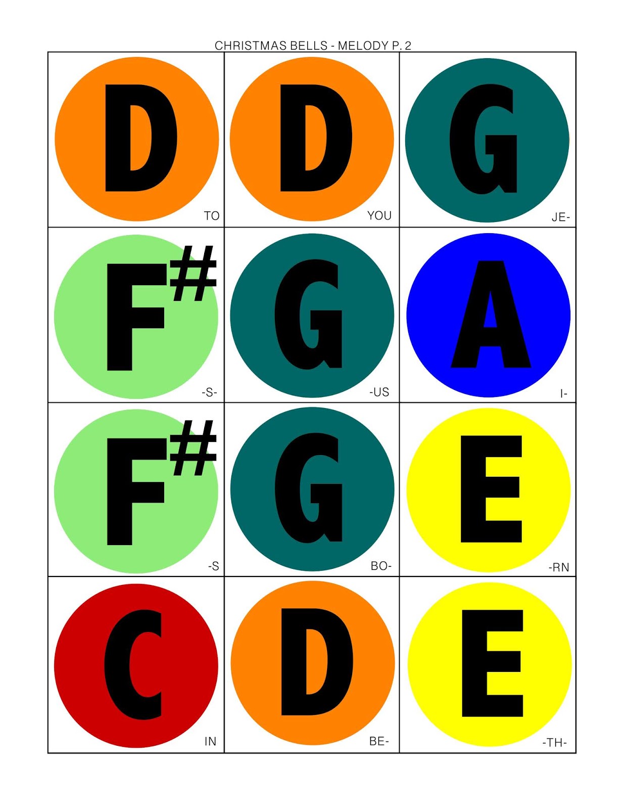Camille's Primary Ideas: Christmas Bells - Bell Chart for Melody