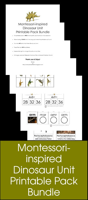 Montessori-inspired Dinosaur Unit Printable Pack Bundle