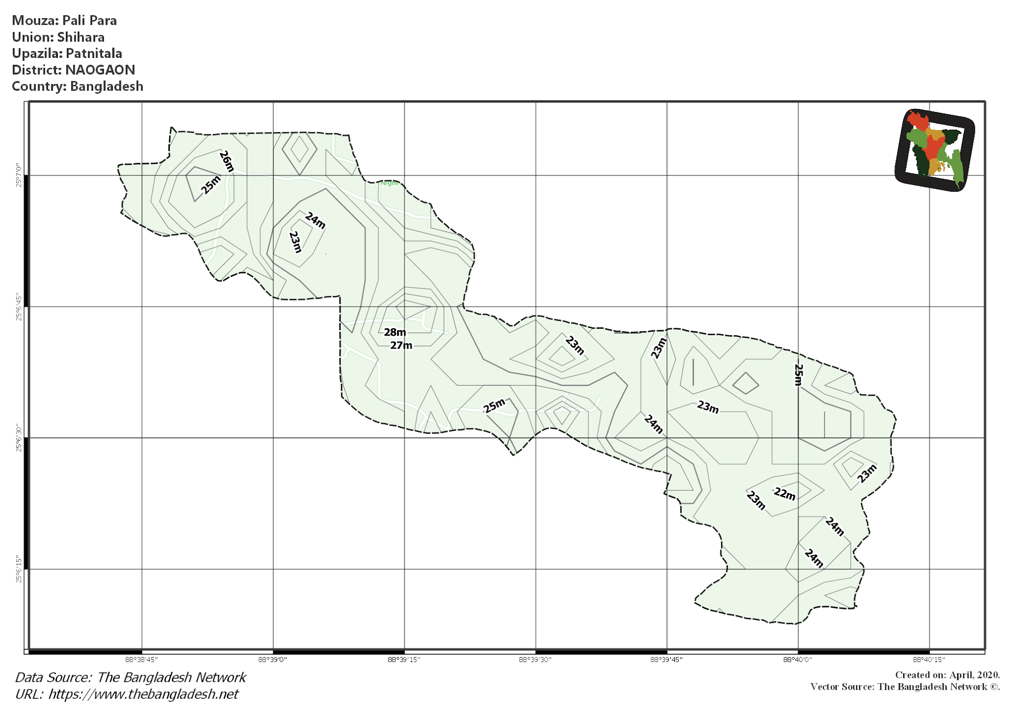 Map of Pali Para Mouza of Patnitala Upazila, NAOGAON Map of Pali Para Mouza of Patnitala Upazila, NAOGAON, Bangladesh.