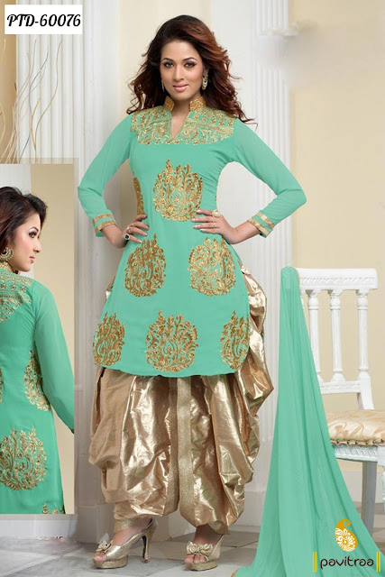 Latest Fashion Party Wear  Punjabi Patiala Sky Santoon Salwar Suits Dresses Online Shopping with Discount Offer at Pavitraa.in